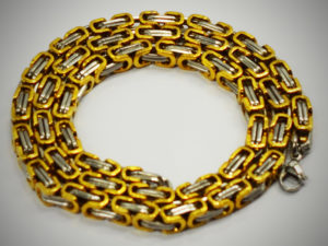 Цепь из стали 5мм Византийская Silver-Gold