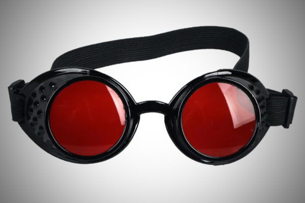 black red glasses