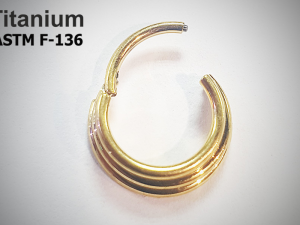 Кликер 1.2мм Три кольца gold из титана ASTM F-136