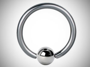 Кольцо 1.2мм Silver из стали с шариком 3мм
