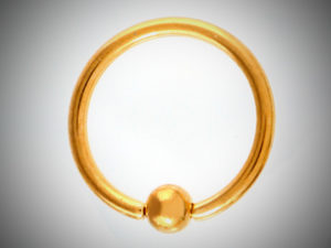Кольцо 1.2мм Gold из стали с шариком 3мм