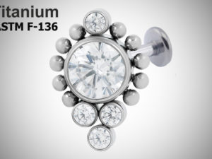 Лабрет 1.2мм Bella Crystal из титана ASTM F-136