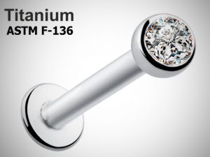 Лабрет 1.2мм Crystal Сlear 3мм из титана ASTM F-136