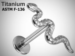 Лабрет 1.2мм Змея Silver из титана ASTM F-136